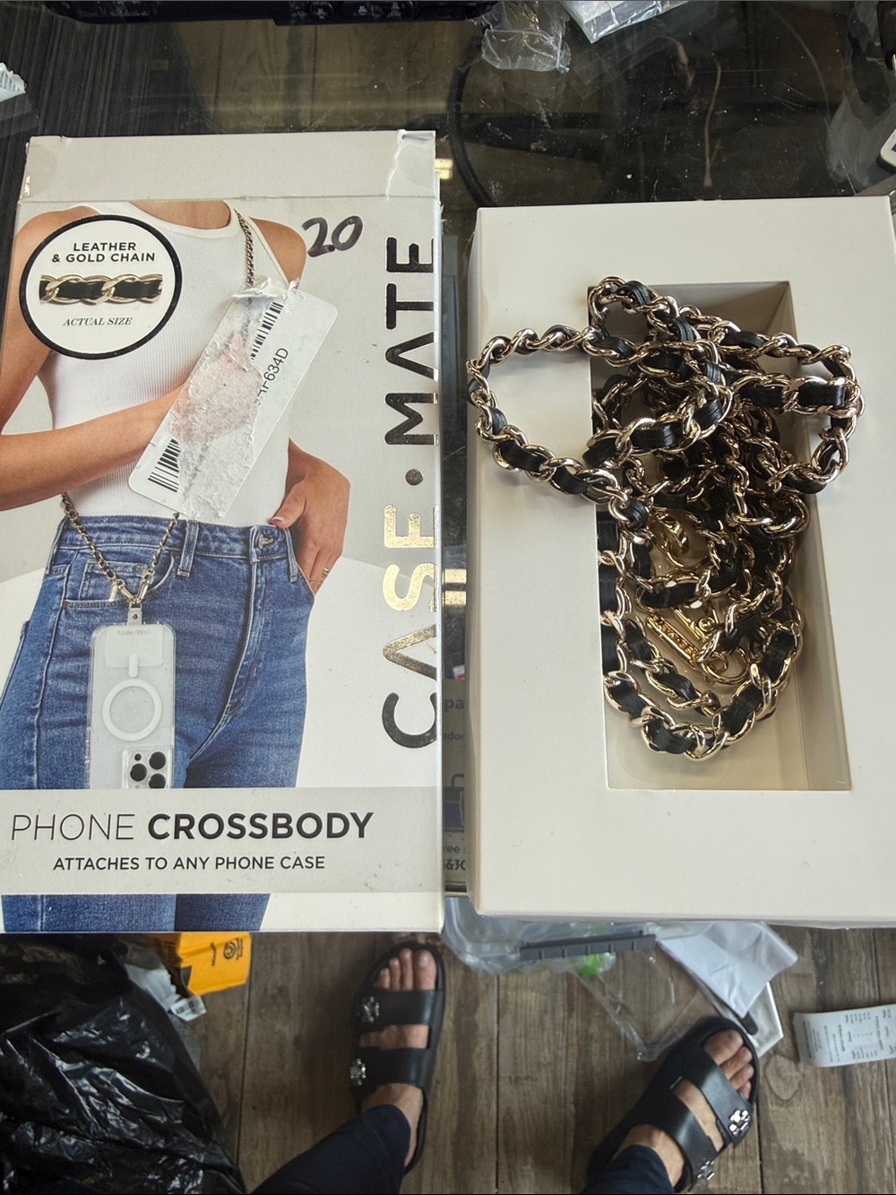 Phone Crossbody Chain Strap - Black & Gold